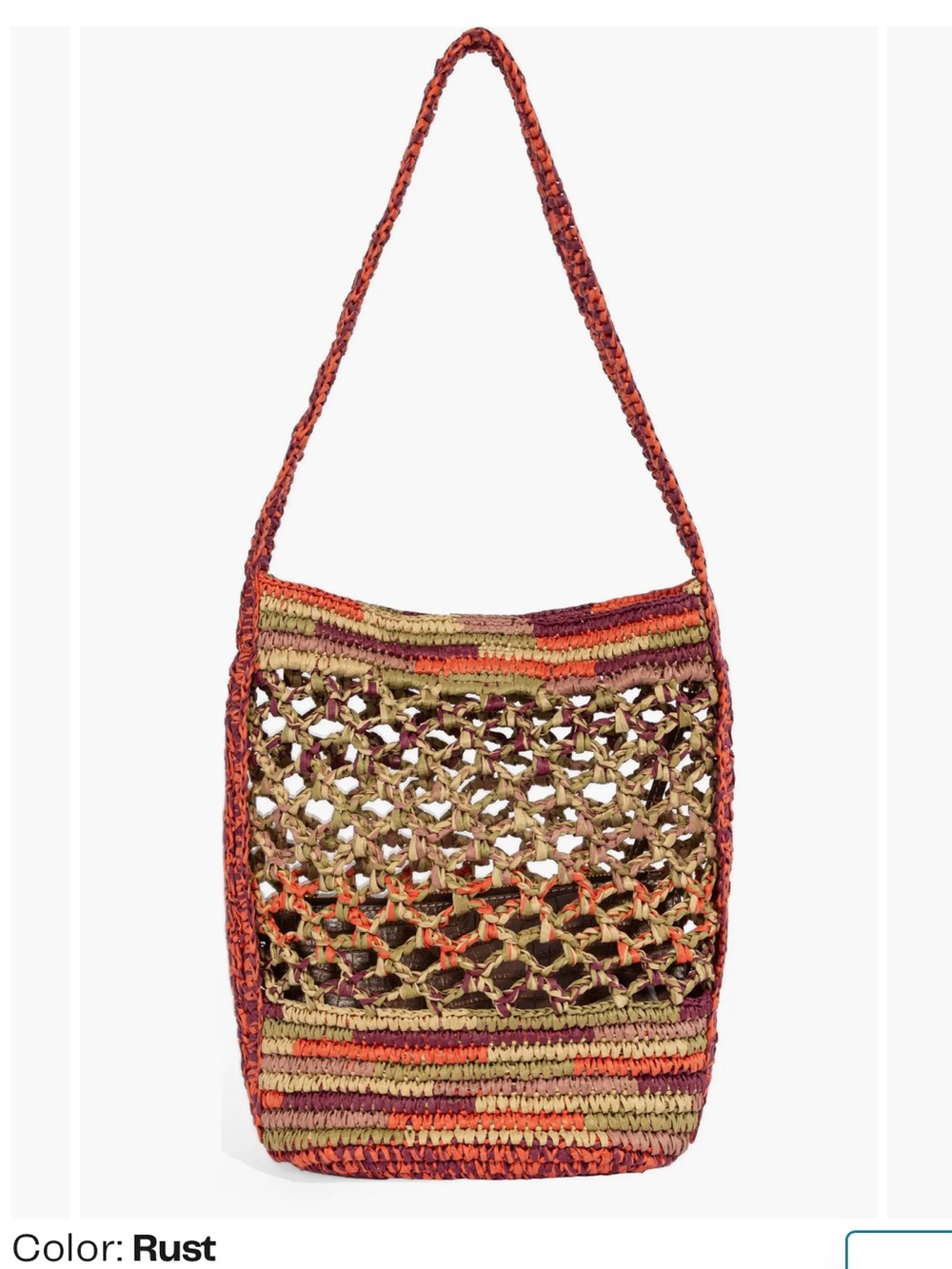 Sam Edelman Rust, Olive & Plum Handwoven Straw Tote